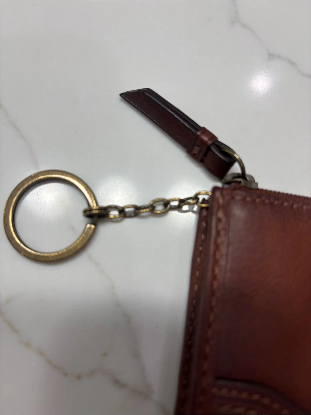 Coach Brown Leather Zip Card & Key Holder